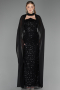 Long Black Beaded Evening Dress ABU6569