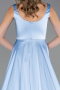 Long Light Blue Satin Prom Gown ABU6572