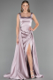 Long Rose Colored Satin Prom Gown ABU6572