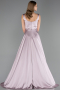 Long Rose Colored Satin Prom Gown ABU6572