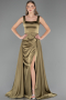 Long Oil Green Satin Prom Gown ABU6572