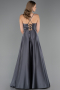 Long Anthracite Satin Prom Gown ABU6573