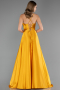 Long Mustard Satin Prom Gown ABU6573