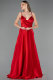 Long Red Satin Prom Gown ABU6573