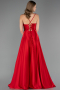 Long Red Satin Prom Gown ABU6573