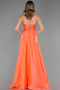 Long Coral Satin Prom Gown ABU6573