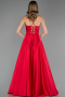 Long Cherry Colored Satin Prom Gown ABU6573