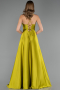 Long Oil Green Satin Prom Gown ABU6573
