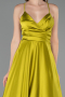 Long Oil Green Satin Prom Gown ABU6573