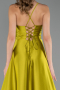 Long Oil Green Satin Prom Gown ABU6573