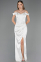 Long White Satin Mermaid Prom Dress ABU6574