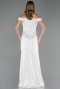 Long White Satin Mermaid Prom Dress ABU6574