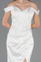 Long White Satin Mermaid Prom Dress ABU6574