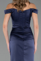 Long Navy Blue Satin Mermaid Prom Dress ABU6574