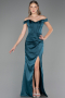 Long Oil Green Satin Mermaid Prom Dress ABU6574