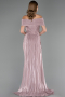 Long Rose Colored Chiffon Evening Dress ABU6581