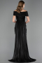 Long Black Chiffon Evening Dress ABU6581