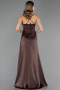 Long Brown Satin Prom Gown ABU6584
