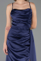 Long Navy Blue Satin Prom Gown ABU6584
