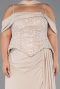 Long Beige Chiffon Plus Size Evening Dress ABU6274