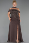 Long Brown Chiffon Plus Size Evening Dress ABU6274