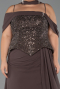 Long Brown Chiffon Plus Size Evening Dress ABU6274