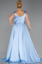Long Light Blue Satin Formal Plus Size Dress ABU6576