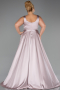 Long Rose Colored Satin Formal Plus Size Dress ABU6576