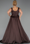 Long Brown Satin Formal Plus Size Dress ABU6576