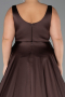 Long Brown Satin Formal Plus Size Dress ABU6576
