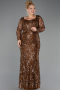 Long Brown Scaly Plus Size Evening Dress ABU5937