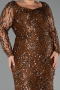 Long Brown Scaly Plus Size Evening Dress ABU5937