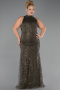 Dark Khaki Long Beaded Plus Size Evening Dress ABU5063
