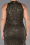 Dark Khaki Long Beaded Plus Size Evening Dress ABU5063