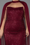 Long Burgundy Beaded Plus Size Evening Dress ABU6545