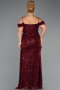 Long Burgundy Scaly Plus Size Evening Gown ABU6134