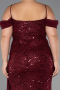 Long Burgundy Scaly Plus Size Evening Gown ABU6134