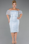 Midi Light Blue Beaded Plus Size Cocktail Dress ABK2689