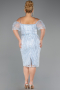 Midi Light Blue Beaded Plus Size Cocktail Dress ABK2689