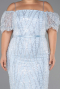 Midi Light Blue Beaded Plus Size Cocktail Dress ABK2689
