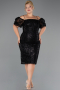 Midi Black Beaded Plus Size Cocktail Dress ABK2689