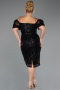 Midi Black Beaded Plus Size Cocktail Dress ABK2689