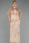 Long Gold Beaded Formal Plus Size Dress ABU5722