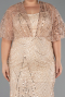 Long Gold Beaded Formal Plus Size Dress ABU5722