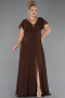 Long Brown Chiffon Plus Size Evening Gown ABU032
