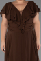 Long Brown Chiffon Plus Size Evening Gown ABU032