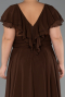 Long Brown Chiffon Plus Size Evening Gown ABU032
