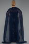 Long Navy Blue Beaded Plus Size Evening Dress ABU6545