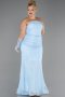 Long Light Blue Dantelle Plus Size Evening Gown ABU6280