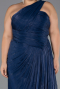 Long Navy Blue Chiffon Plus Size Evening Gown ABU6631